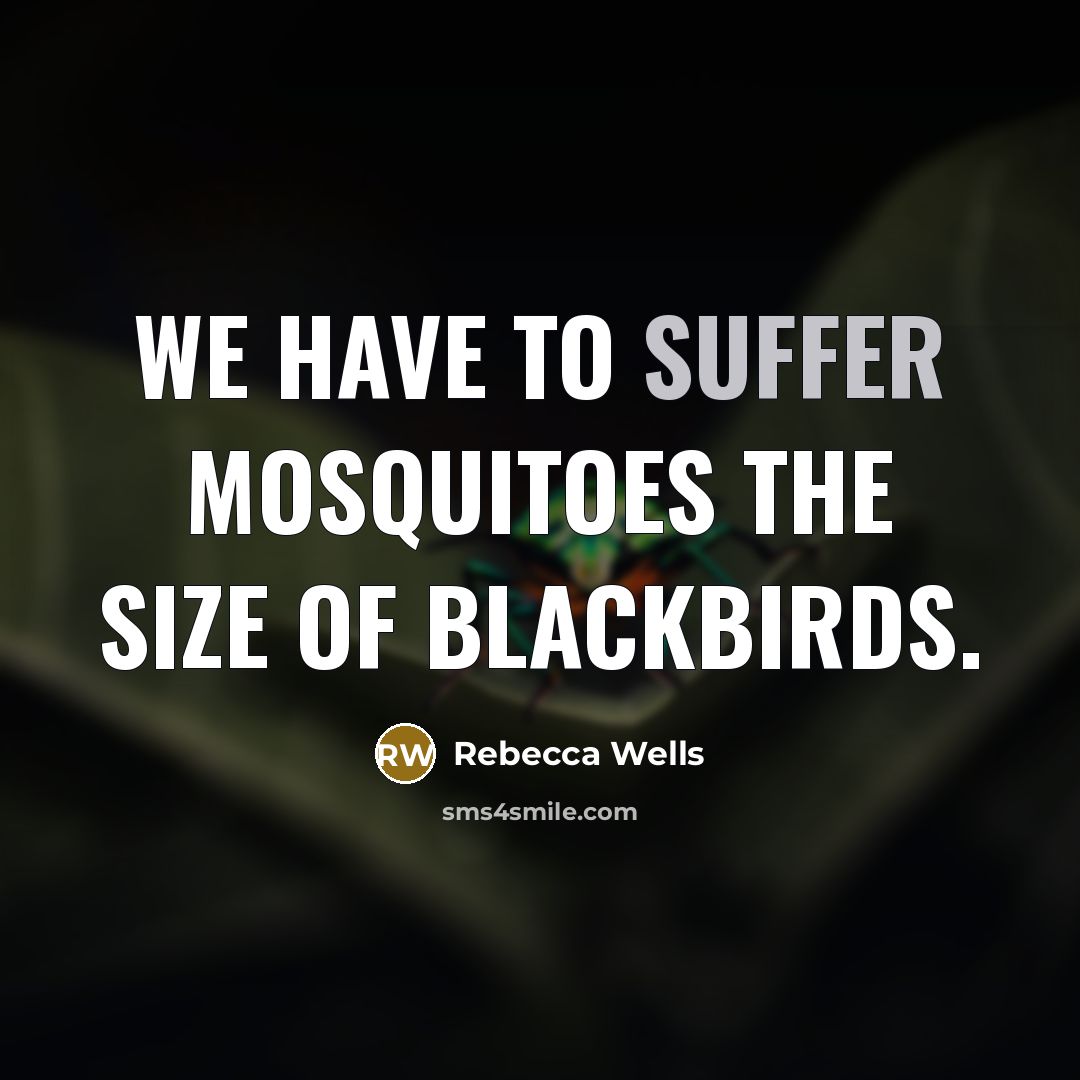 “we have to suffer mosquitoes the size of blackbirds.…” quote by Rebecca Wells