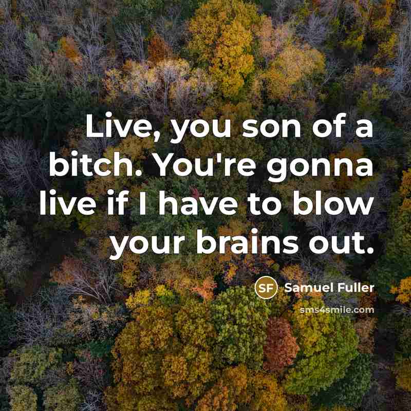 “Live, you son of a bitch. You're gonna live if…” quote by Samuel Fuller