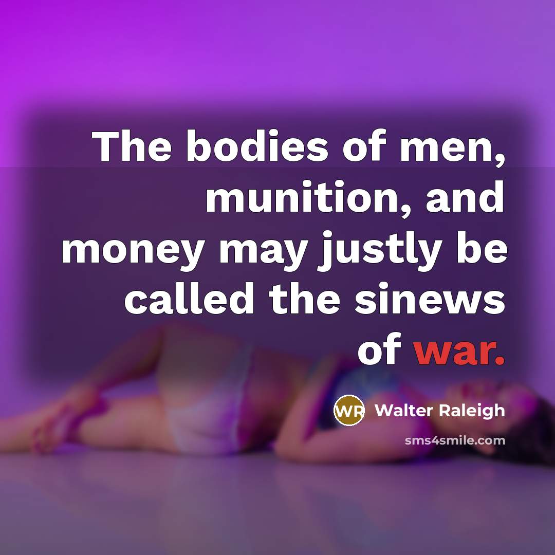 “The bodies of men, munition, and money may justly be…” quote by Walter Raleigh
