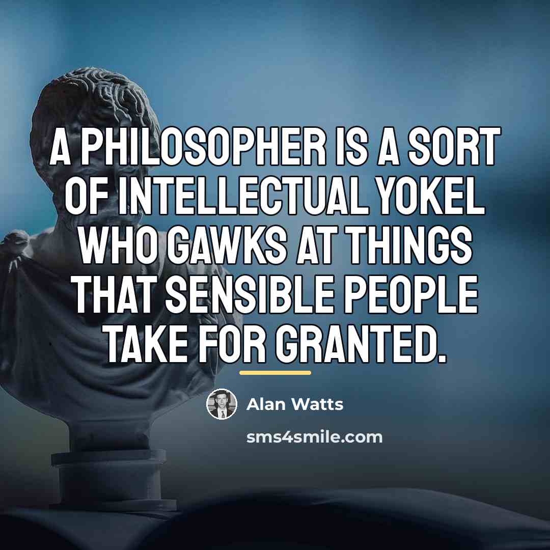 “A philosopher is a sort of intellectual yokel who gawks…” quote by Alan Watts