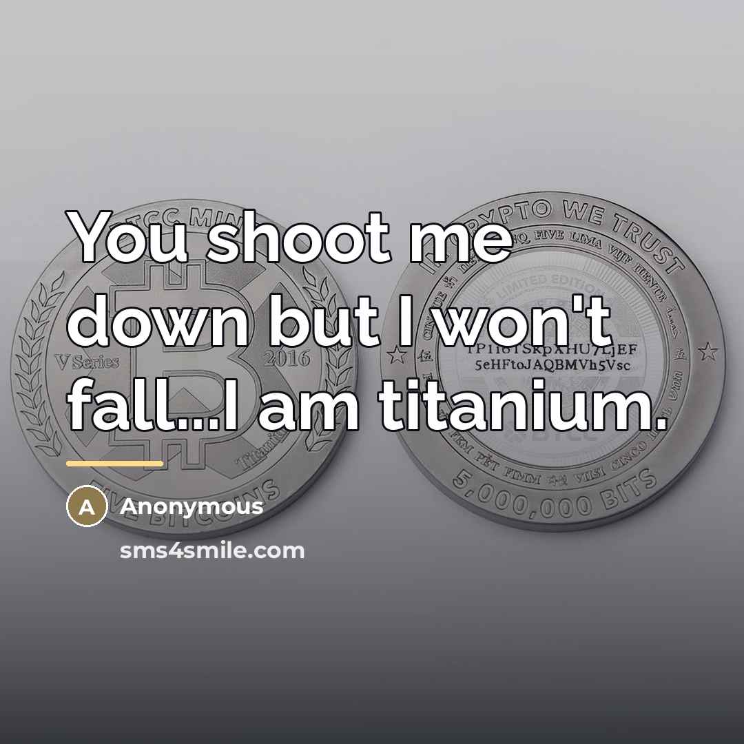 “You shoot me down but I won't fall...I am titanium.…” quote by Anonymous