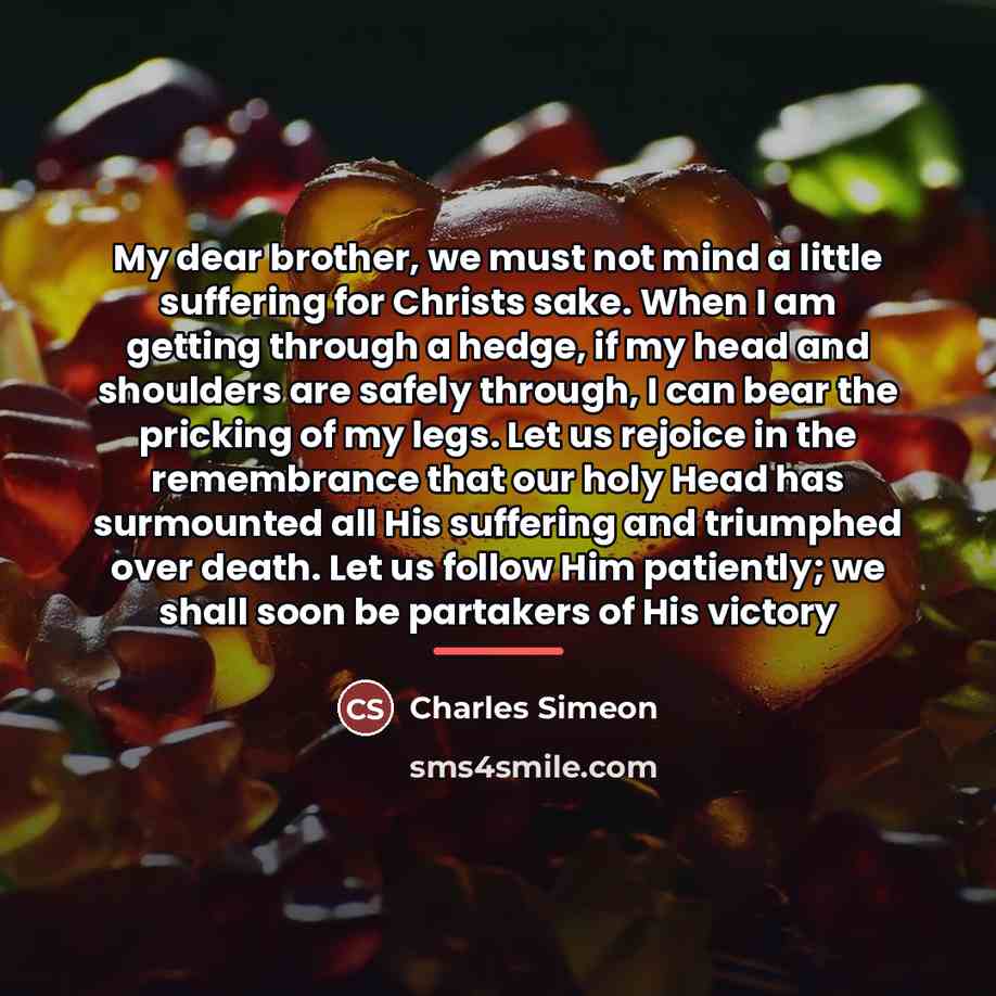 “My dear brother, we must not mind a little suffering…” quote by Charles Simeon