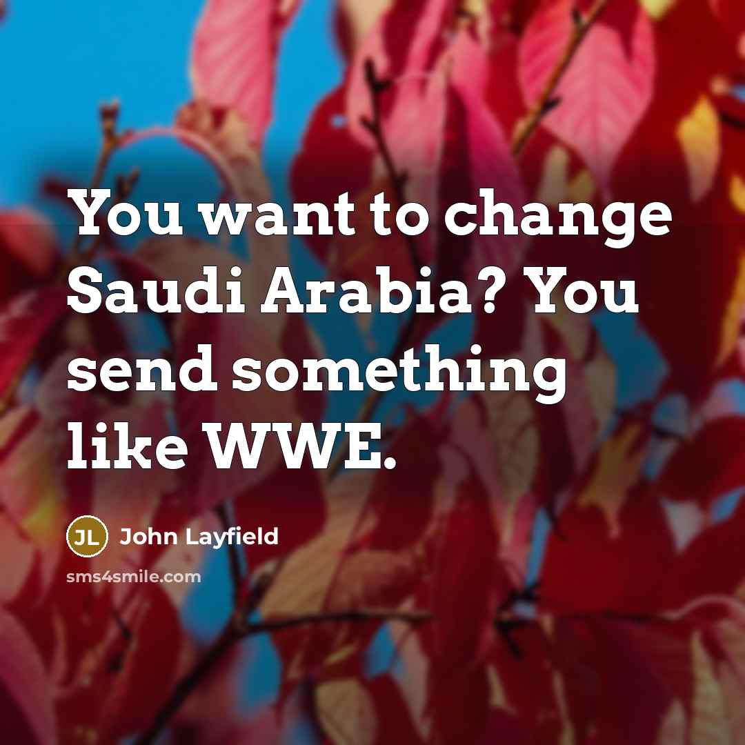 “You want to change Saudi Arabia? You send something like…” quote by John Layfield