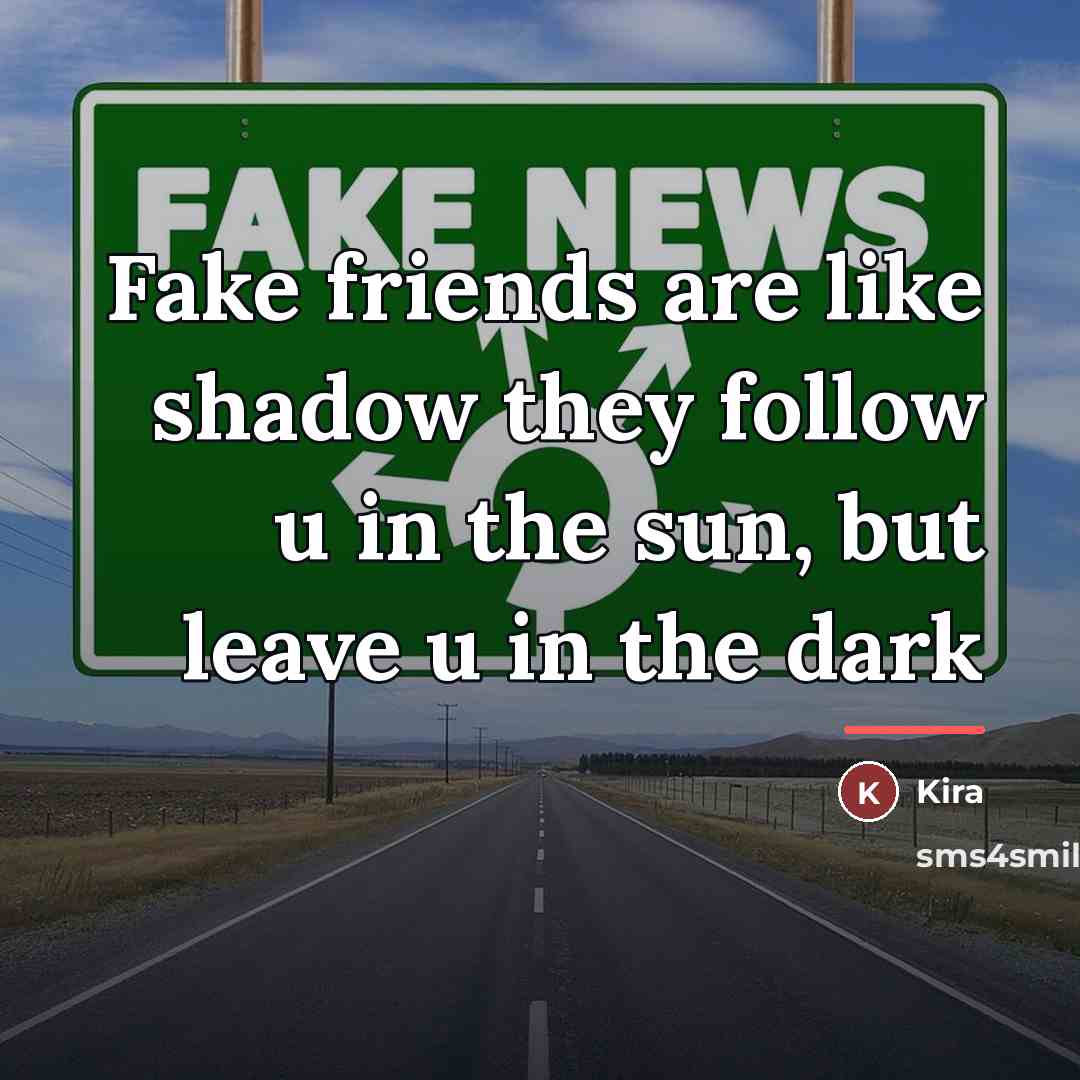 “Fake friends are like shadow they follow u in the…” quote by Kira