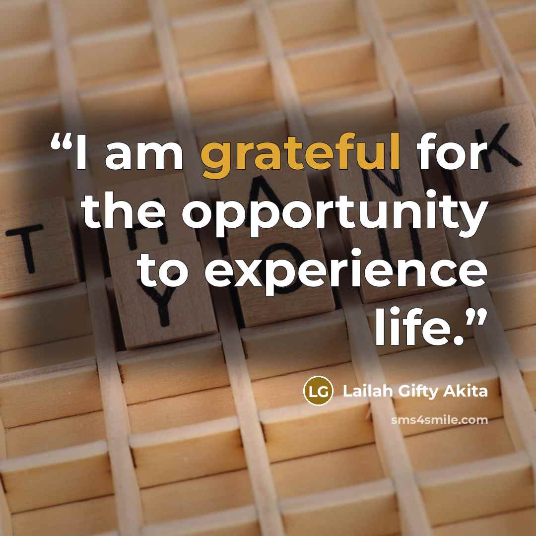 “I am grateful for the opportunity to experience life.” quote by Lailah Gifty Akita