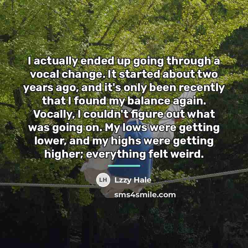 “I actually ended up going through a vocal change. It…” quote by Lzzy Hale