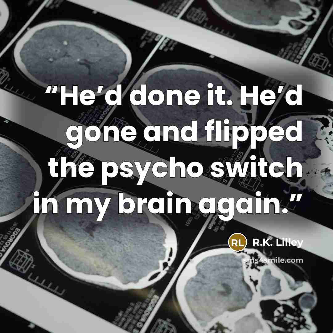 “He’d done it. He’d gone and flipped the psycho switch in my brain again.” quote by R.K. Lilley