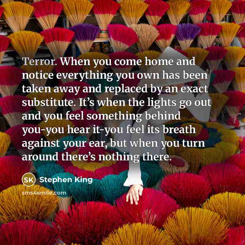 “Terror. When you come home and notice everything you own…” quote by Stephen King