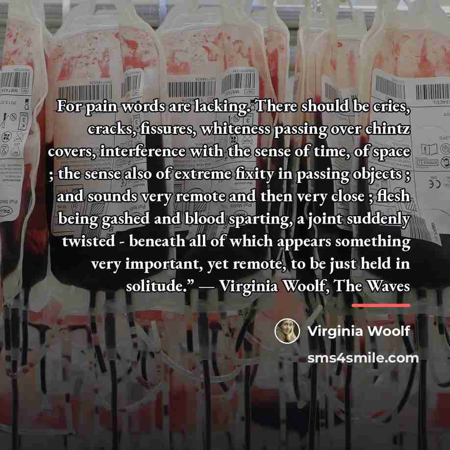 “For pain words are lacking. There should be cries, cracks,…” quote by Virginia Woolf