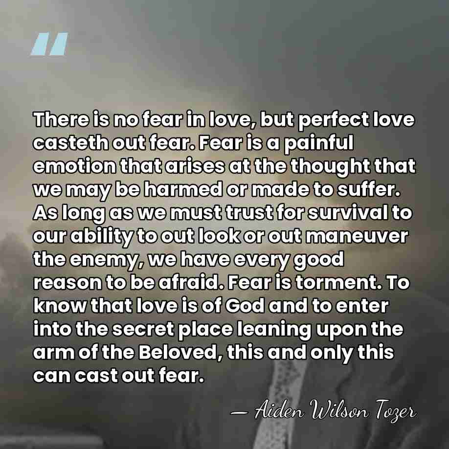 There is no fear in love, but perfect love casteth out fear.&hellip; - Aiden Wilson Tozer