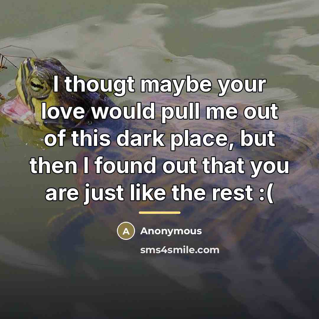 “I thougt maybe your love would pull me out of…” quote by Anonymous