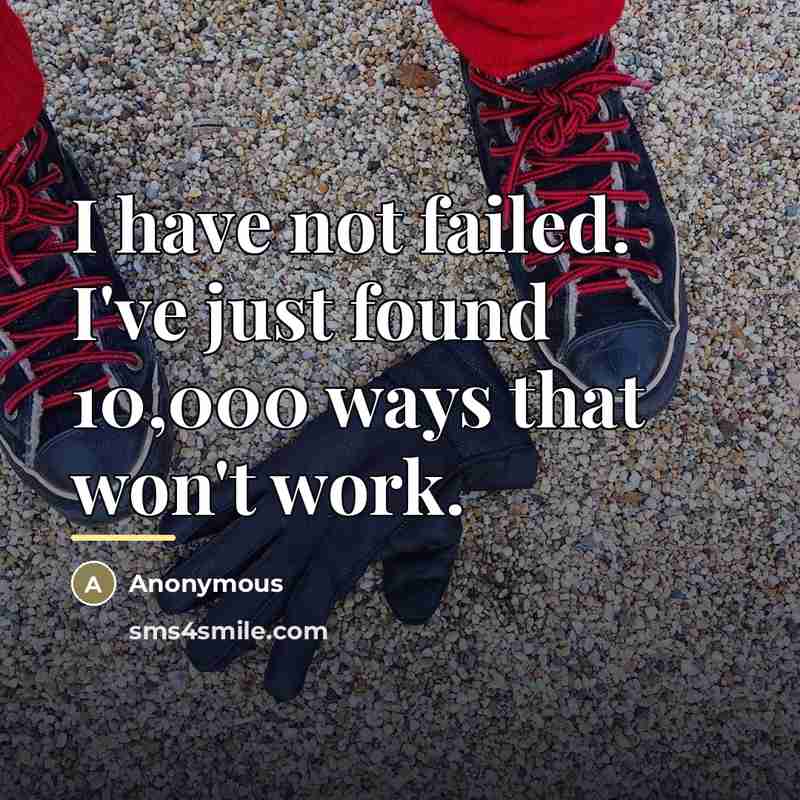 “I have not failed. I've just found 10,000 ways that…” quote by Anonymous