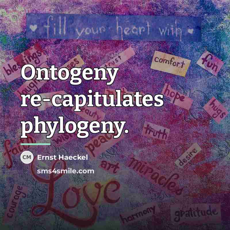 “Ontogeny re-capitulates phylogeny.…” quote by Ernst Haeckel