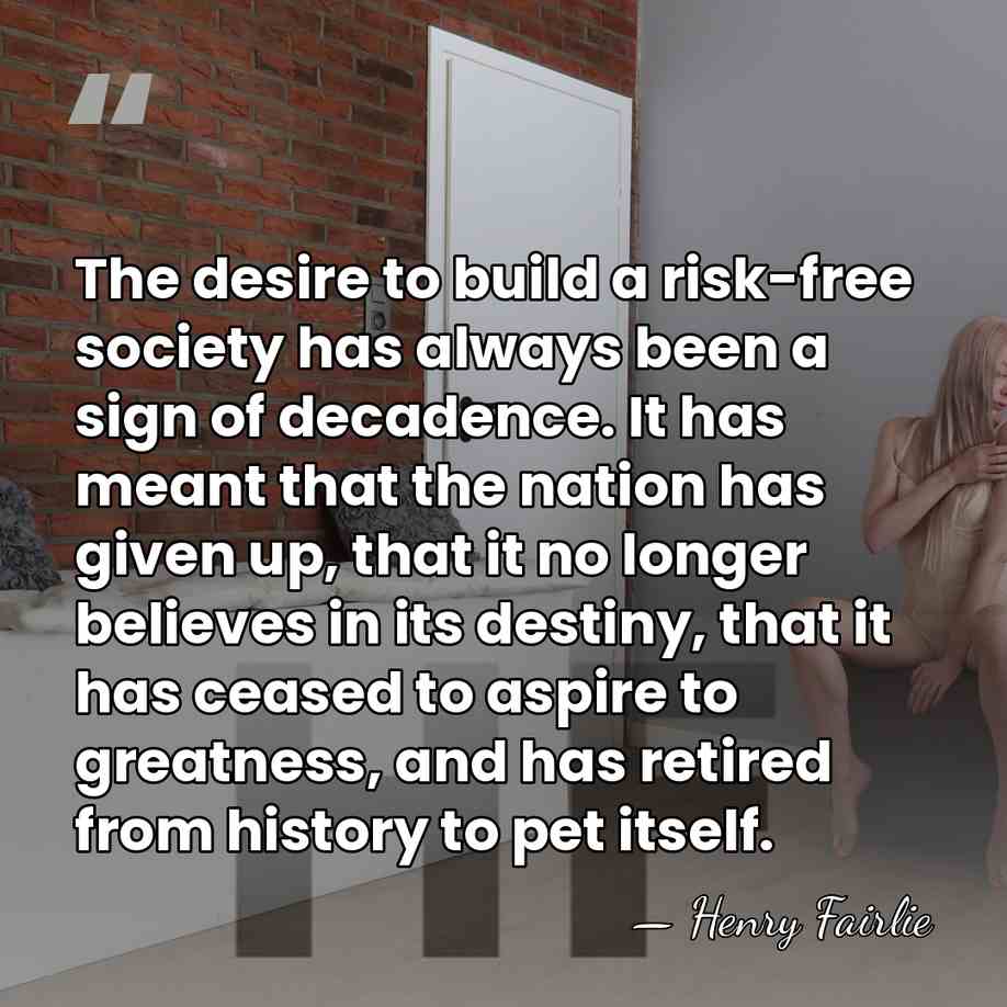 The desire to build a risk-free society has always been a sign&hellip; - Henry Fairlie