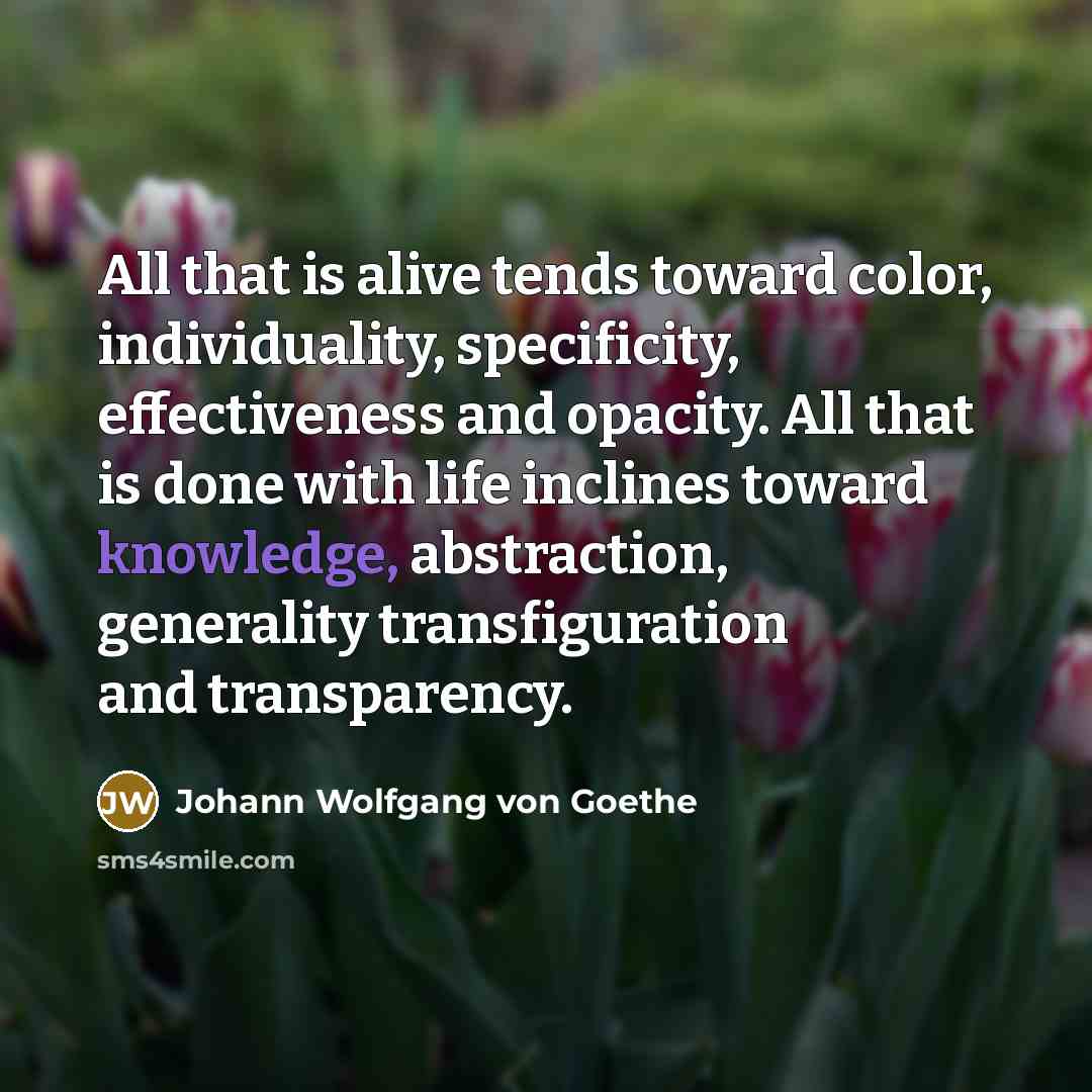 “All that is alive tends toward color, individuality, specificity, effectiveness…” quote by Johann Wolfgang von Goethe