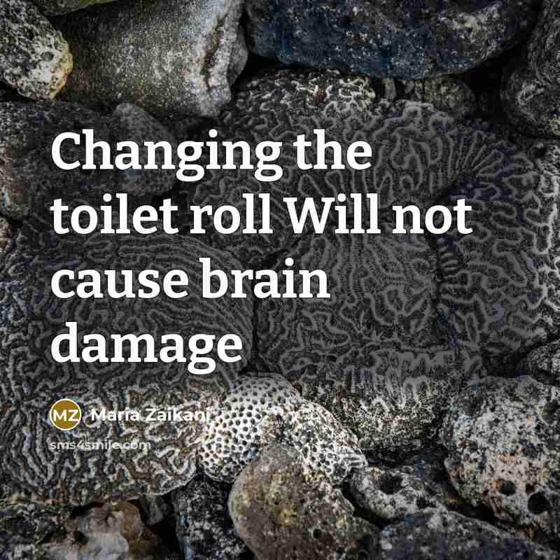 “Changing the toilet roll Will not cause brain damage” quote by Maria Zaikani
