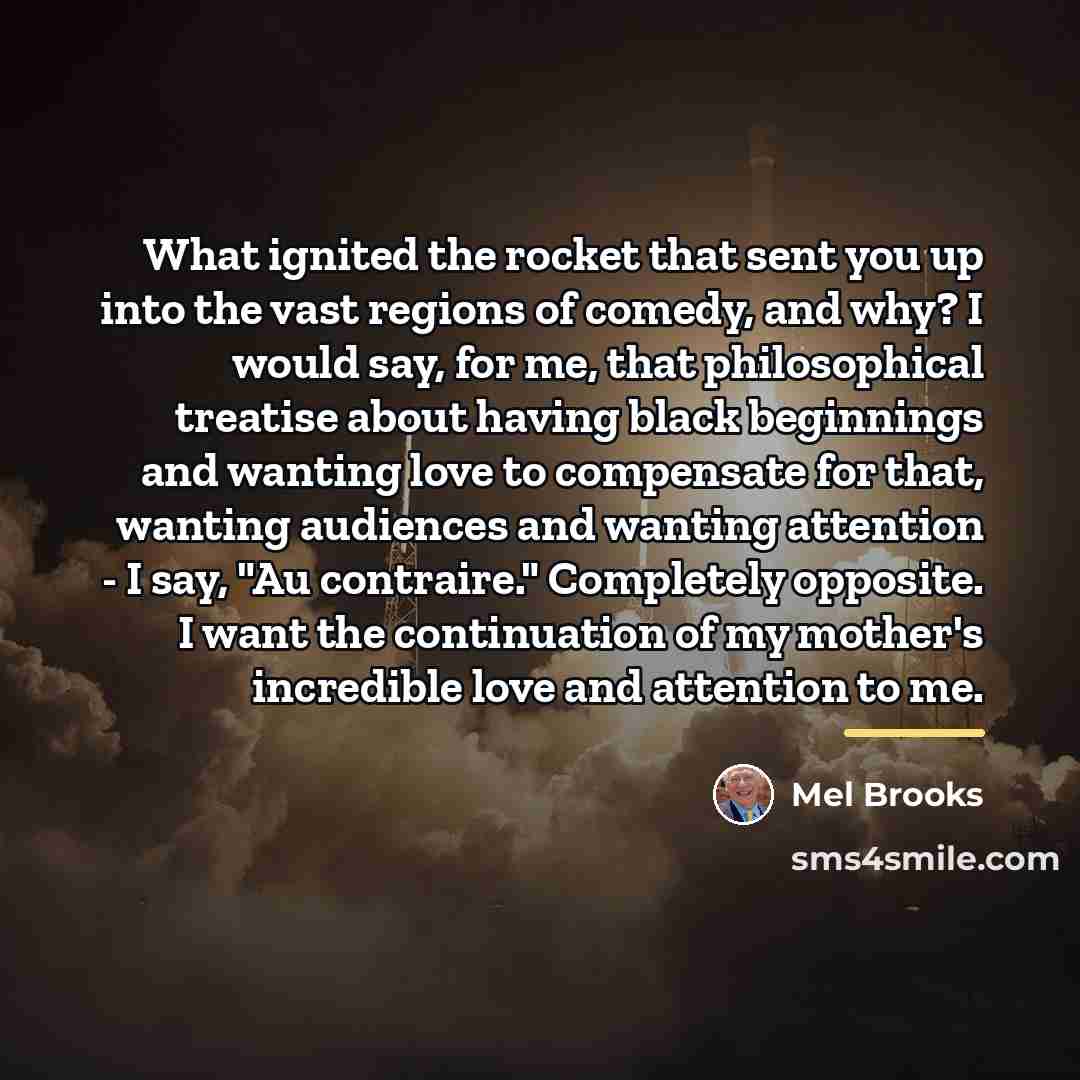 “What ignited the rocket that sent you up into the…” quote by Mel Brooks