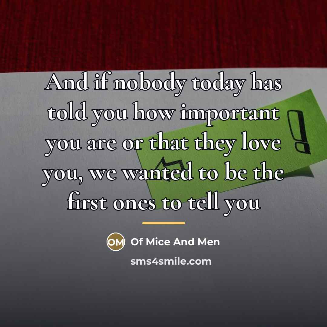 “And if nobody today has told you how important you…” quote by Anonymous