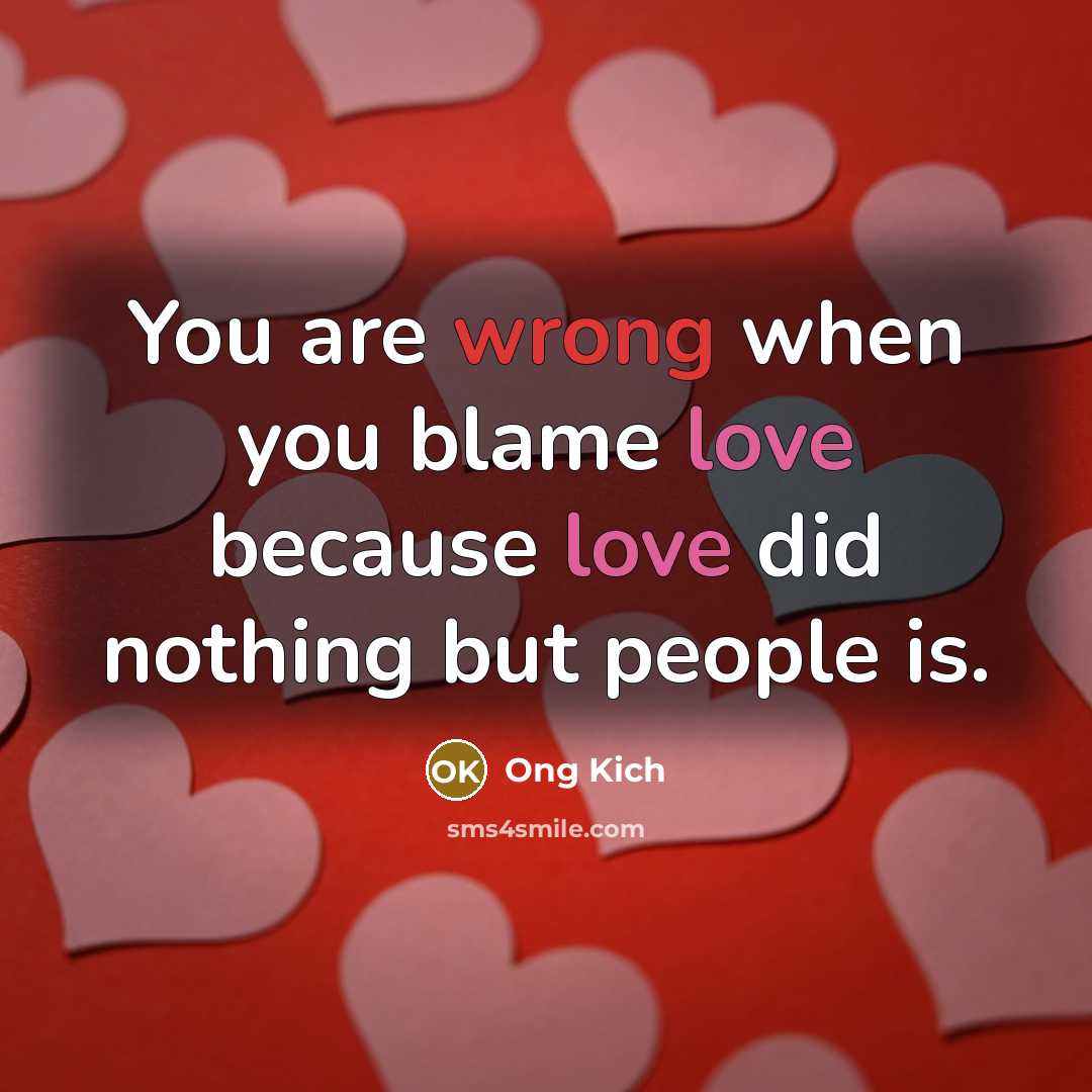 “You are wrong when you blame love because love did…” quote by Ong Kich