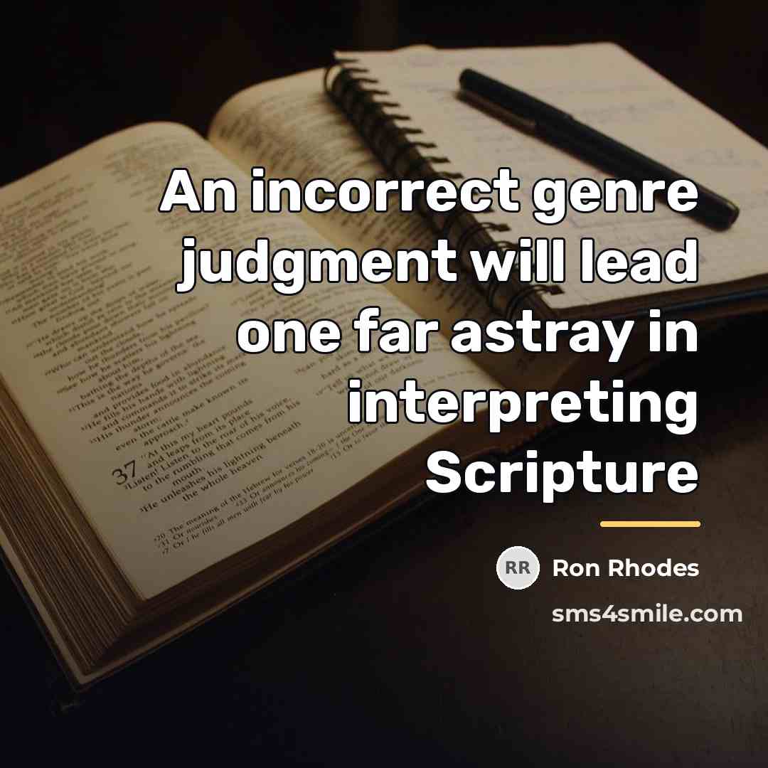 “An incorrect genre judgment will lead one far astray in…” quote by Ron Rhodes