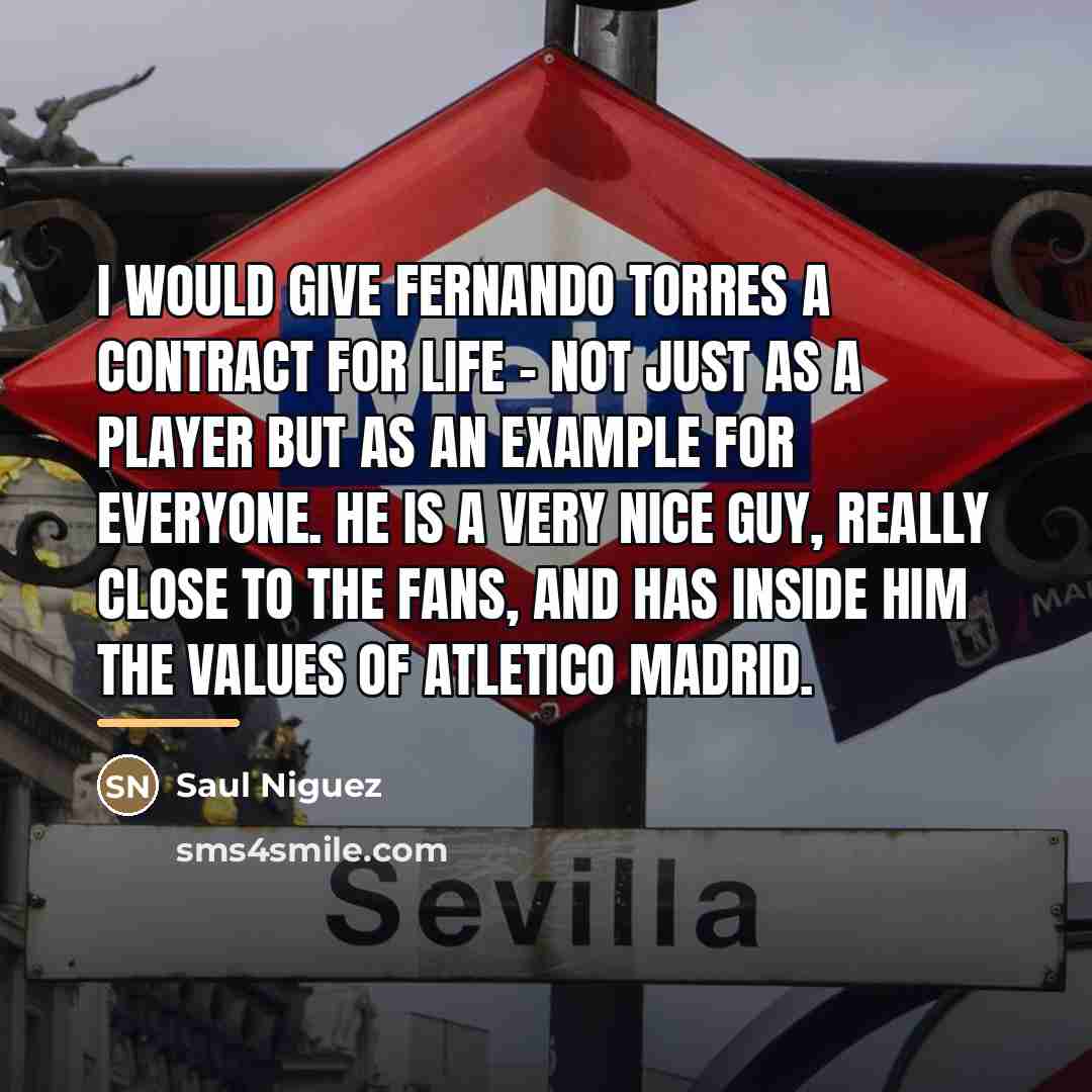 “I would give Fernando Torres a contract for life -…” quote by Saul Niguez