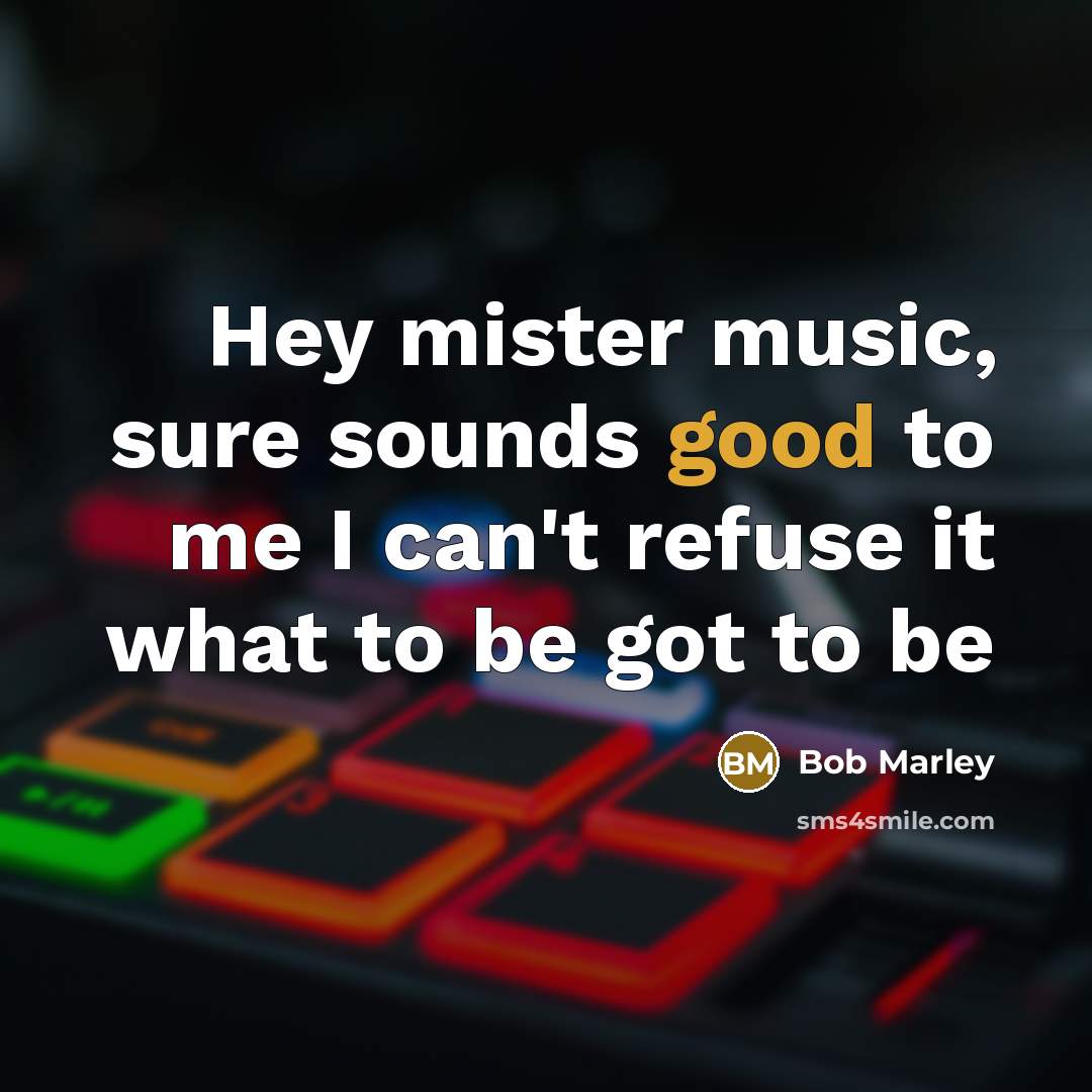 “Hey mister music, sure sounds good to me I can't…” quote by Bob Marley