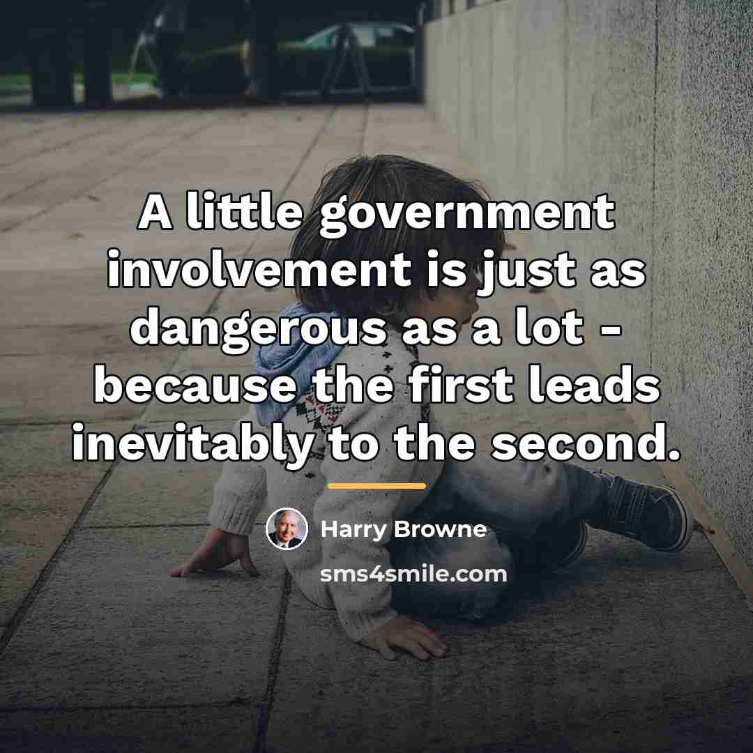 “A little government involvement is just as dangerous as a…” quote by Harry Browne