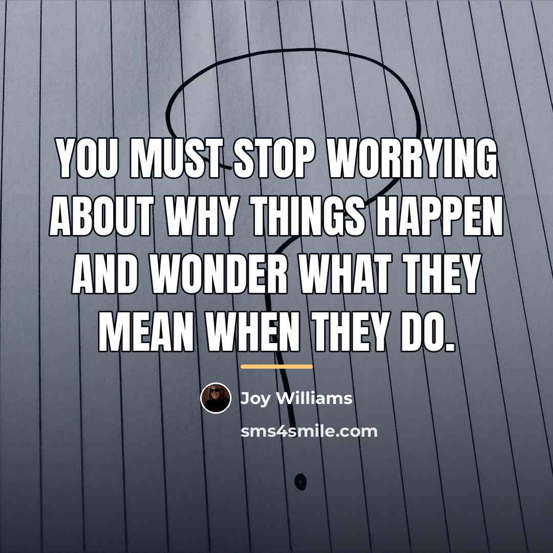 “You must stop worrying about why things happen and wonder…” quote by Joy Williams