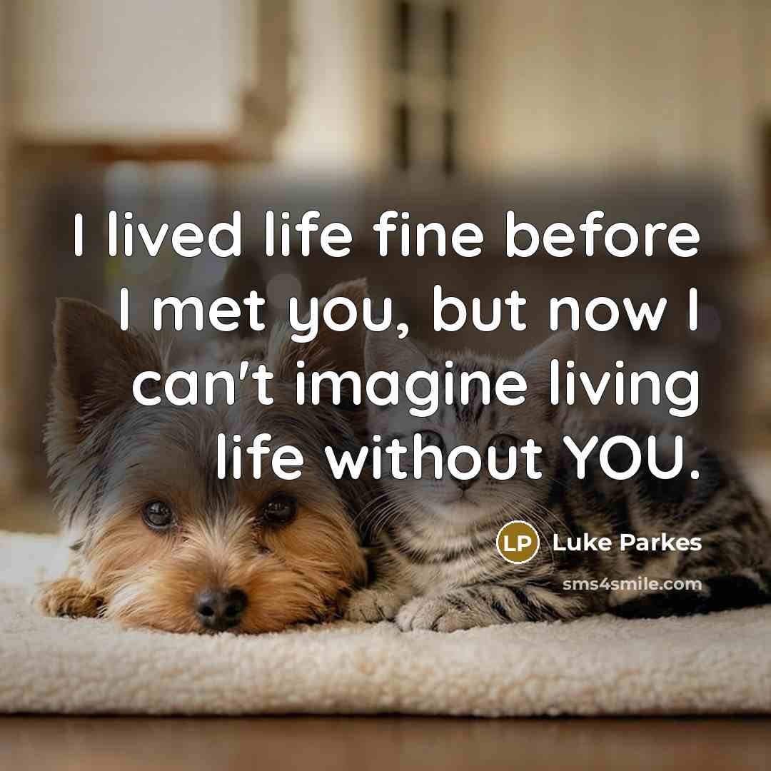 “I lived life fine before I met you, but now…” quote by Luke Parkes