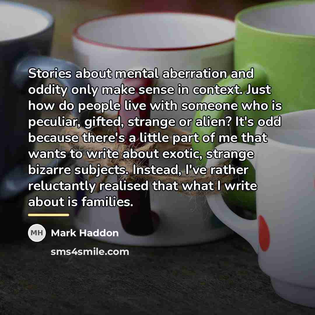 “Stories about mental aberration and oddity only make sense in…” quote by Mark Haddon