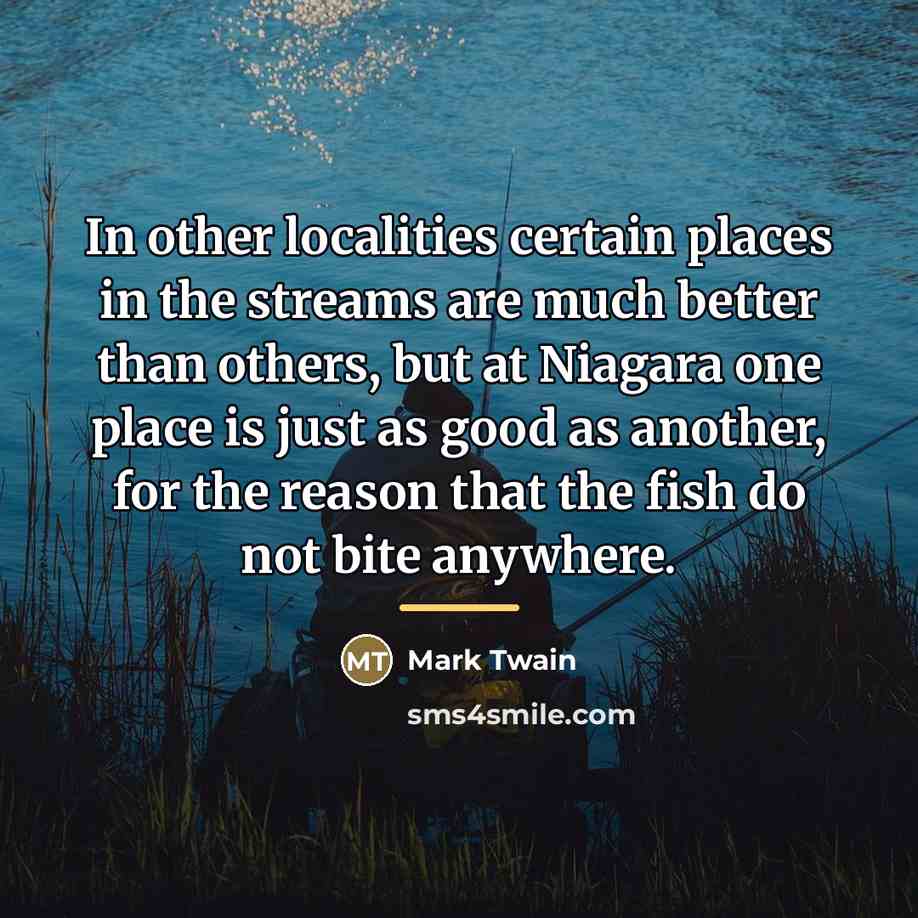 “In other localities certain places in the streams are much…” quote by Mark Twain