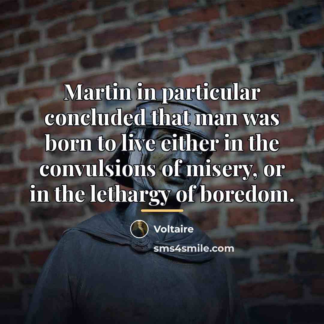 “Martin in particular concluded that man was born to live…” quote by Voltaire