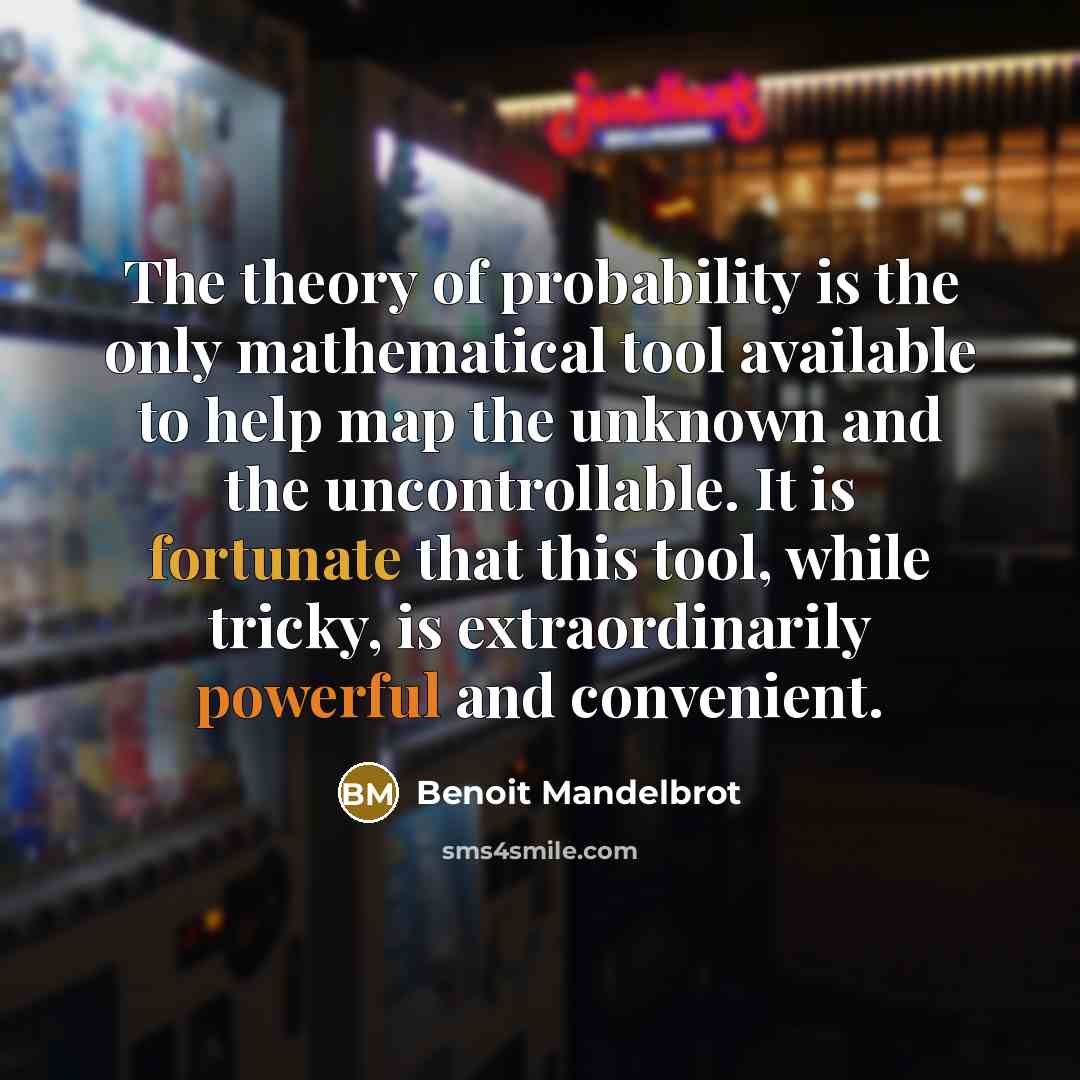 “The theory of probability is the only mathematical tool available…” quote by Benoit Mandelbrot