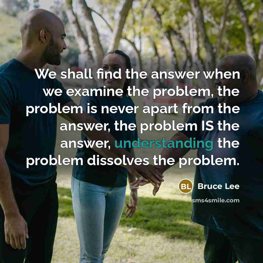 “We shall find the answer when we examine the problem,…” quote by Bruce Lee