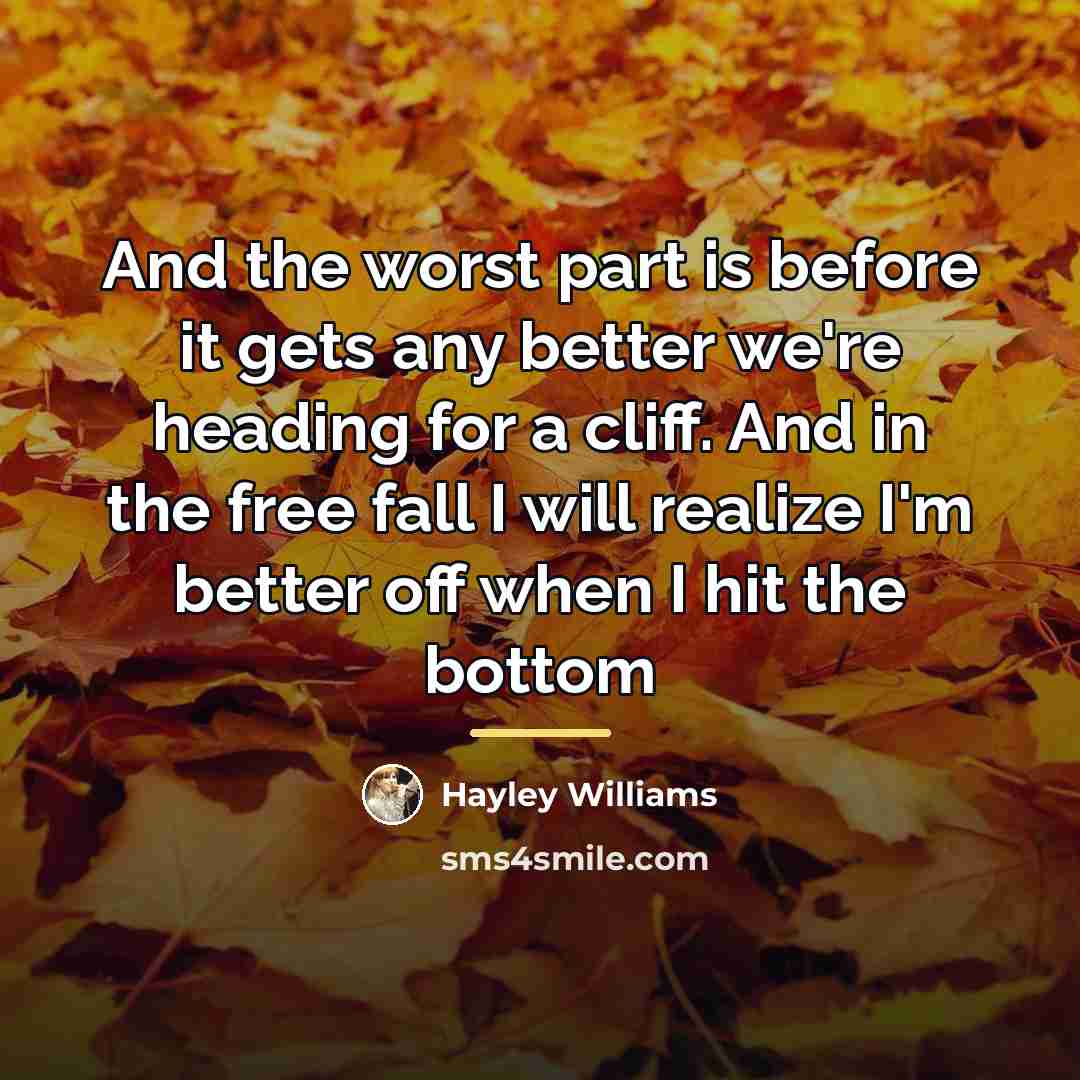 “And the worst part is before it gets any better…” quote by Hayley Williams