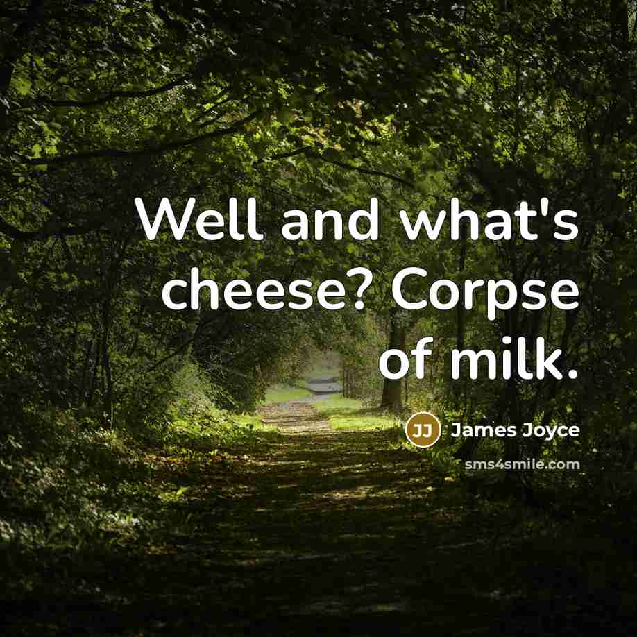“Well and what's cheese? Corpse of milk.…” quote by James Joyce