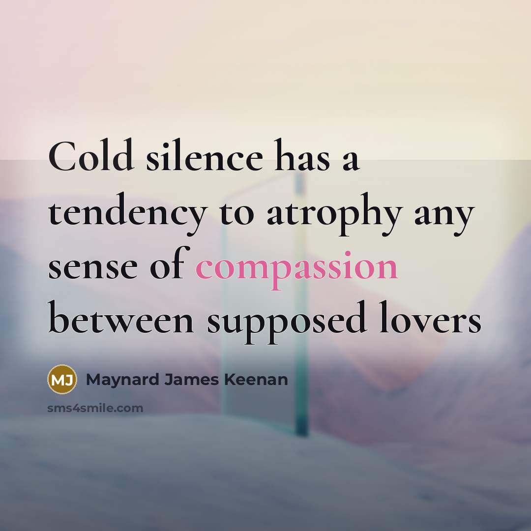 “Cold silence has a tendency to atrophy any sense of…” quote by Maynard James Keenan