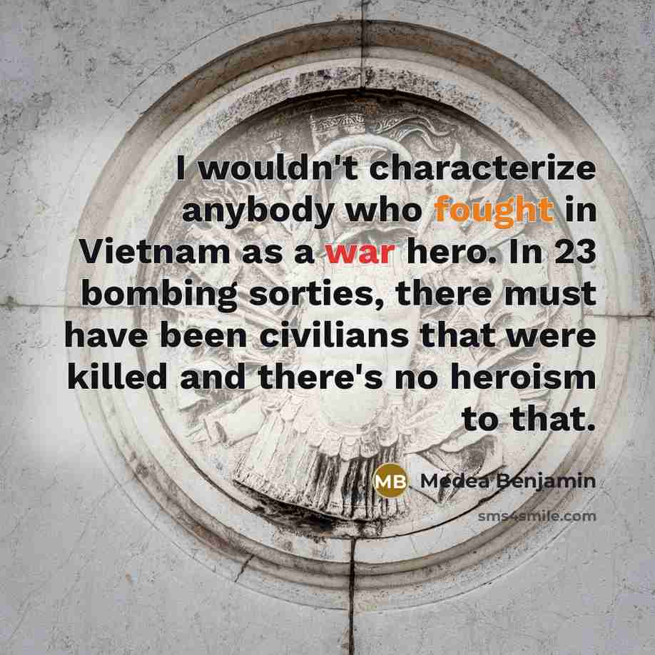 “I wouldn't characterize anybody who fought in Vietnam as a…” quote by Medea Benjamin