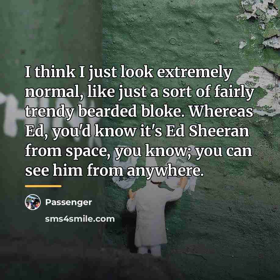 “I think I just look extremely normal, like just a…” quote by Passenger