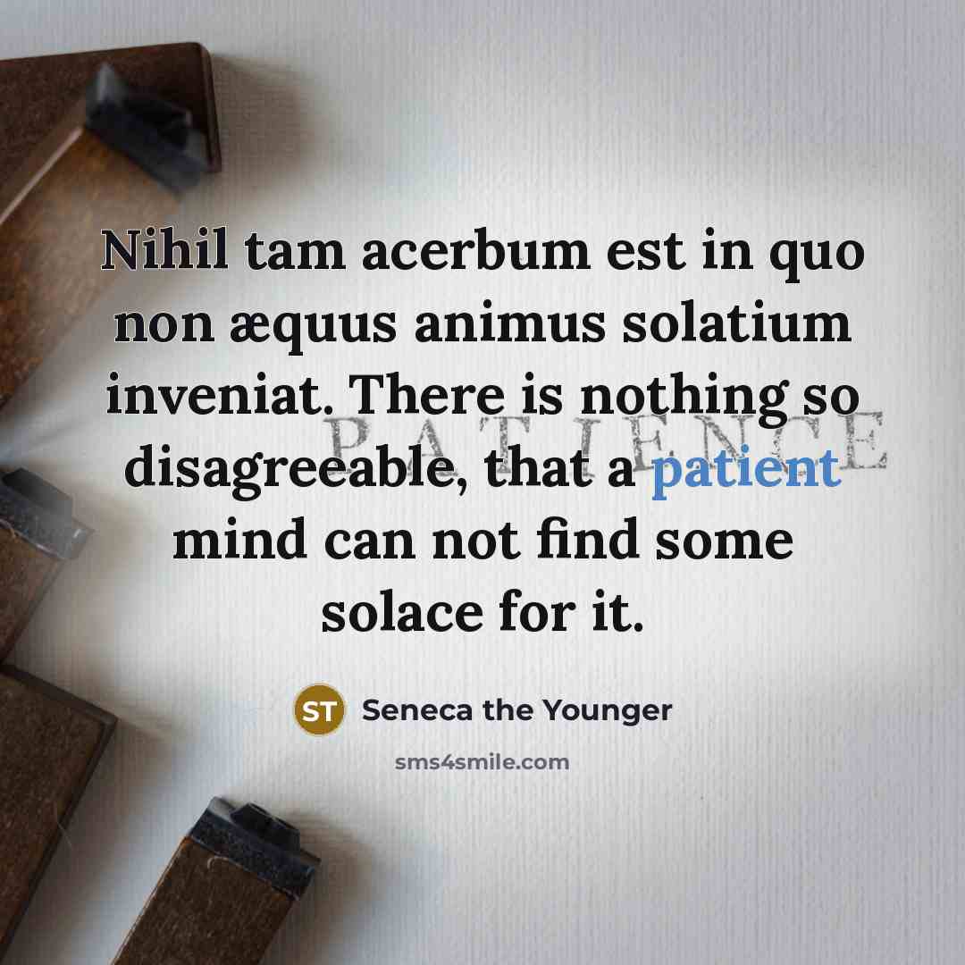 “Nihil tam acerbum est in quo non æquus animus solatium…” quote by Seneca the Younger