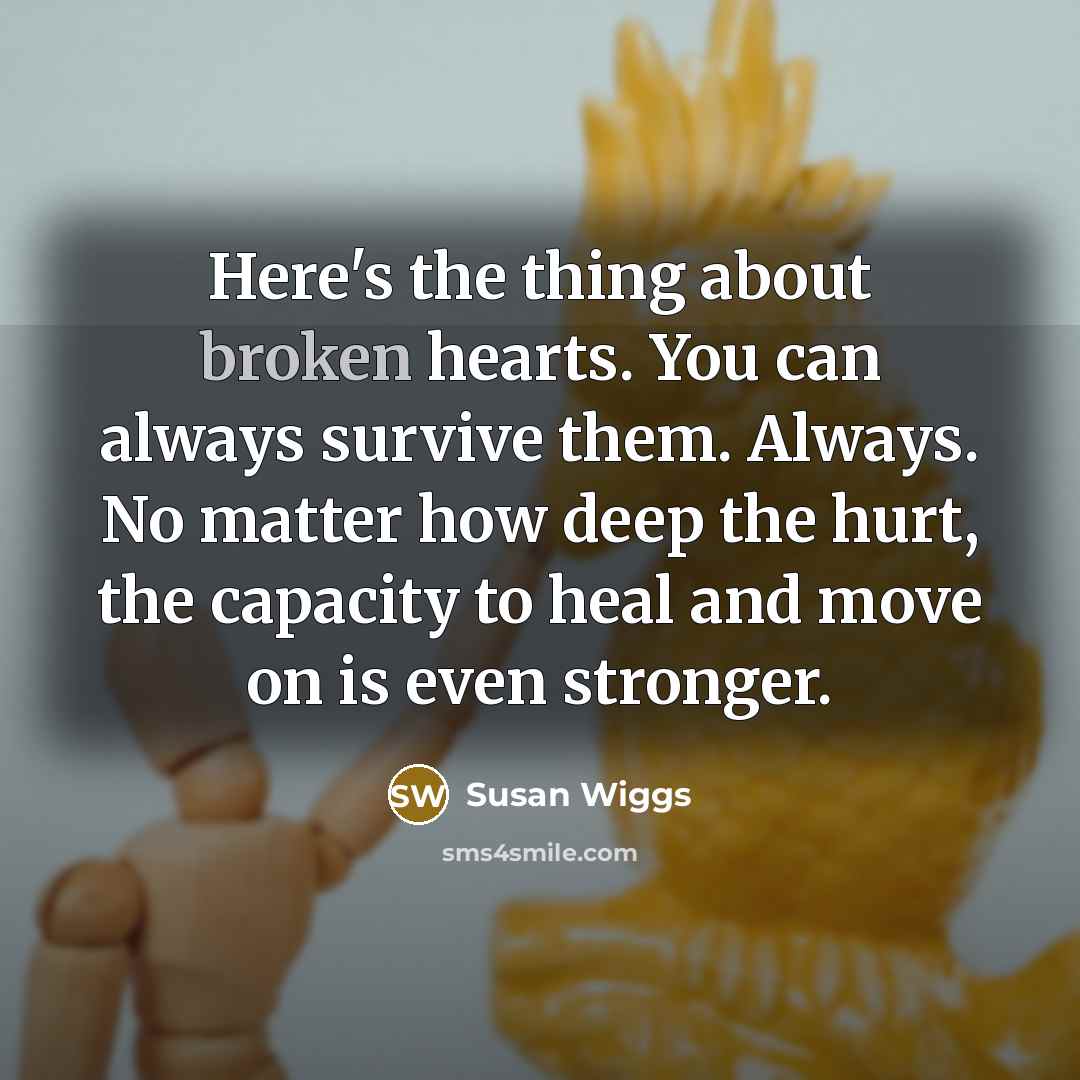 “Here's the thing about broken hearts. You can always survive…” quote by Susan Wiggs