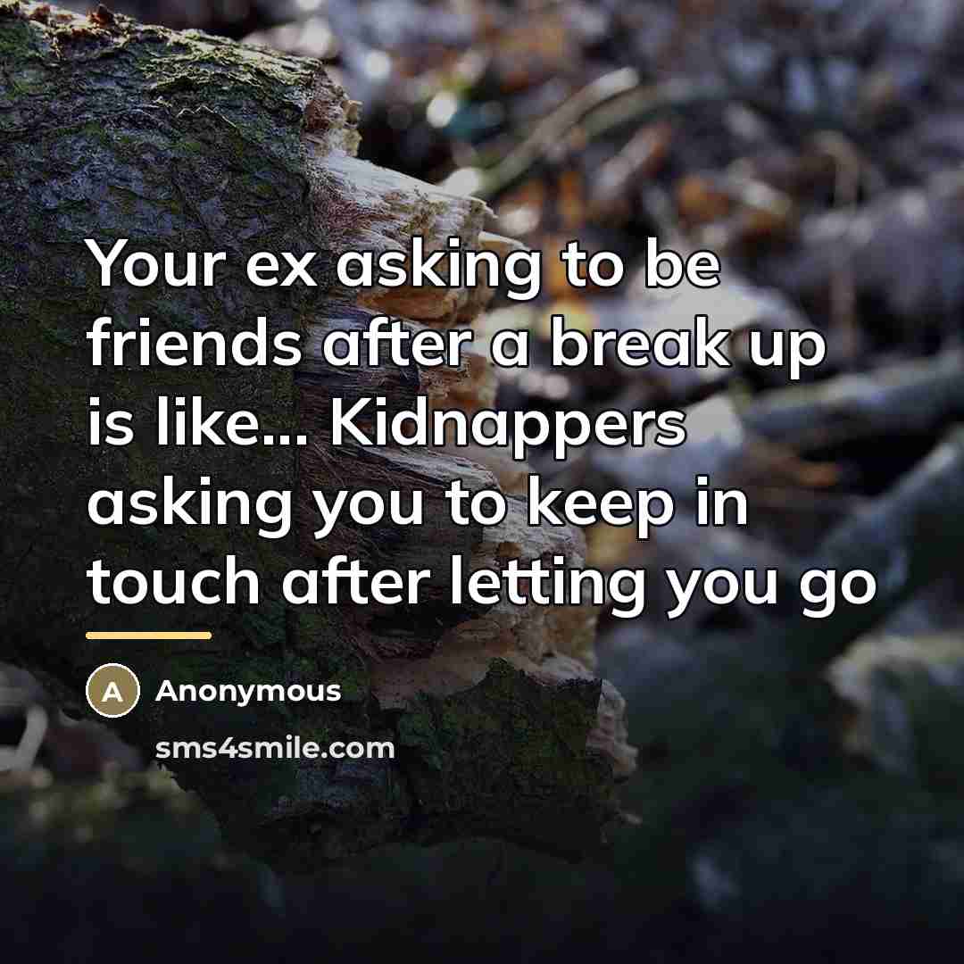 “Your ex asking to be friends after a break up…” quote by Anonymous