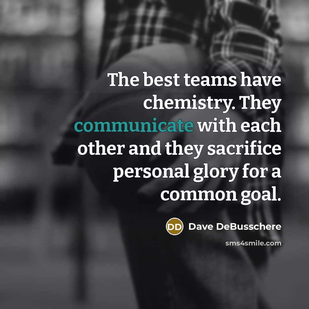 “The best teams have chemistry. They communicate with each other and they sacrifice personal glory for a common goal.” quote by Dave DeBusschere