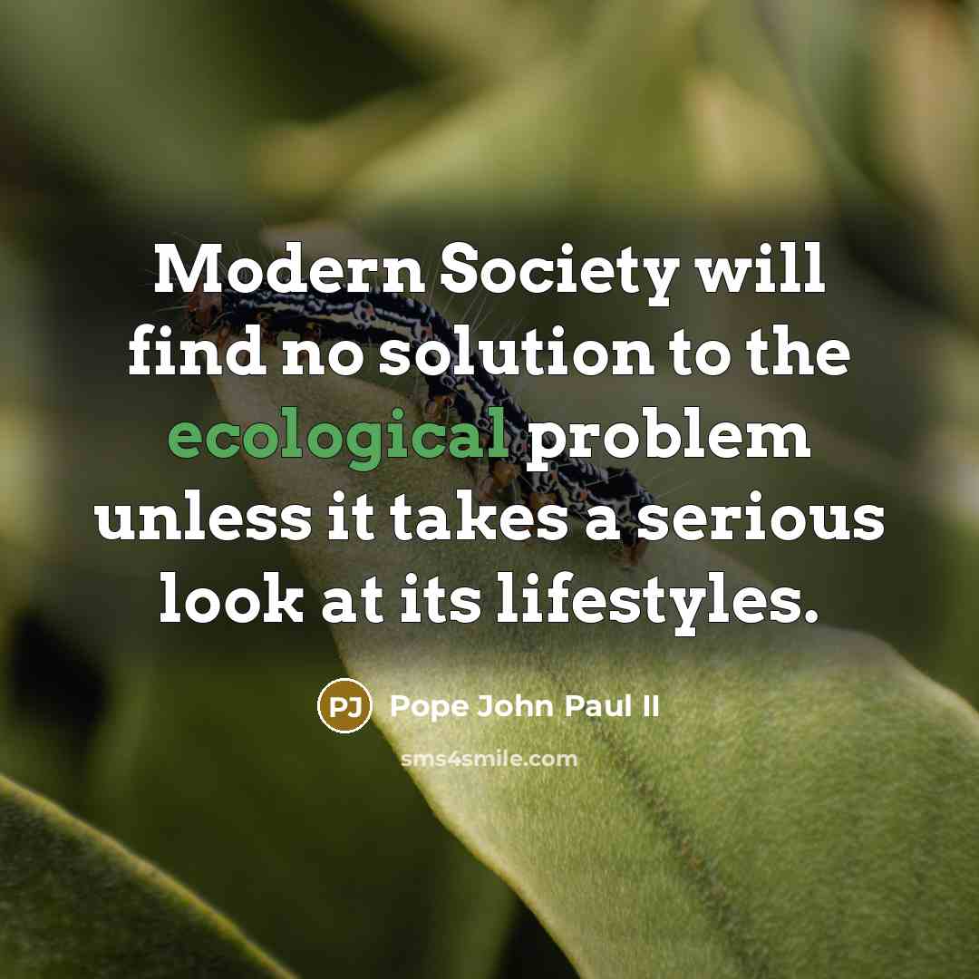 “Modern Society will find no solution to the ecological problem…” quote by Pope John Paul II