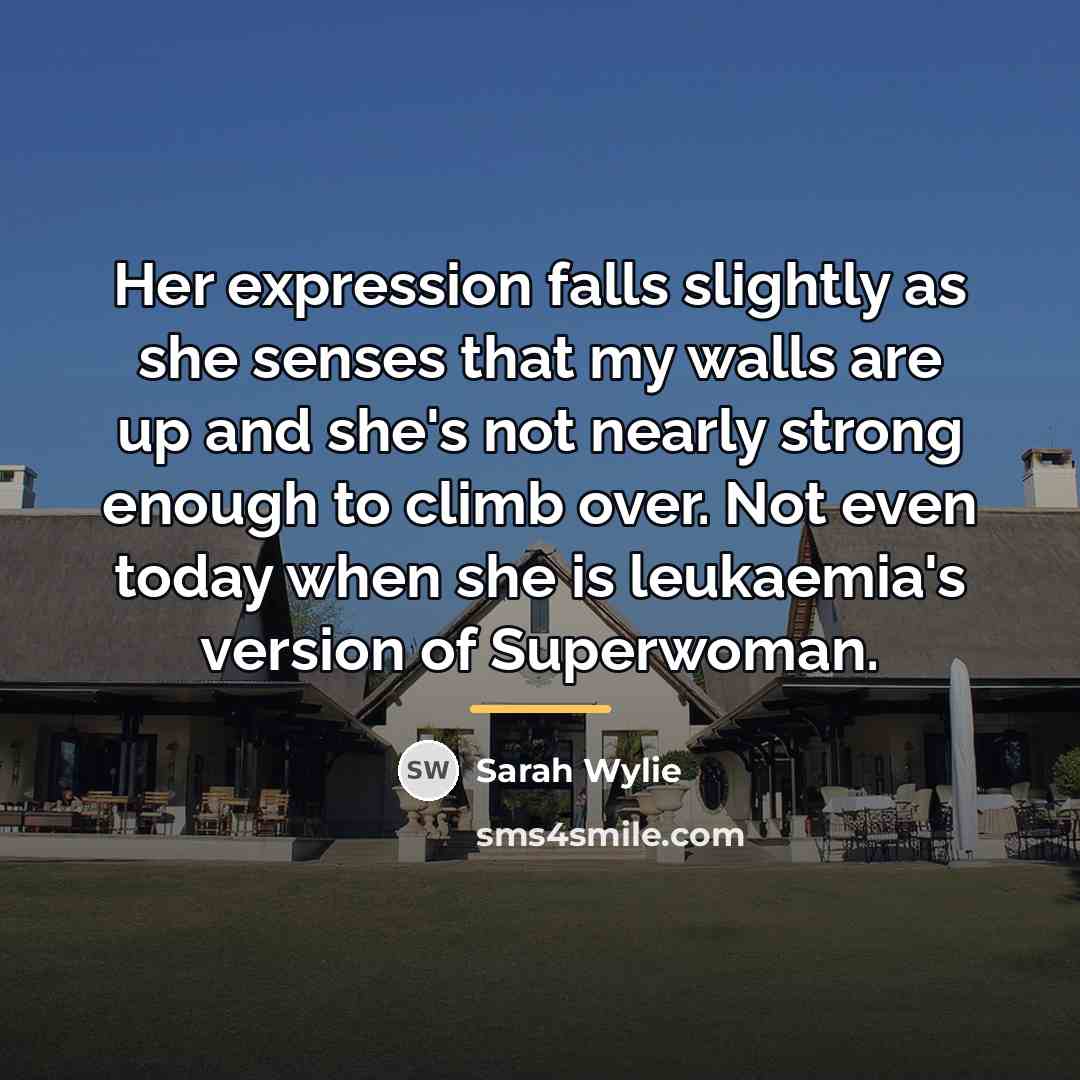 “Her expression falls slightly as she senses that my walls…” quote by Sarah Wylie