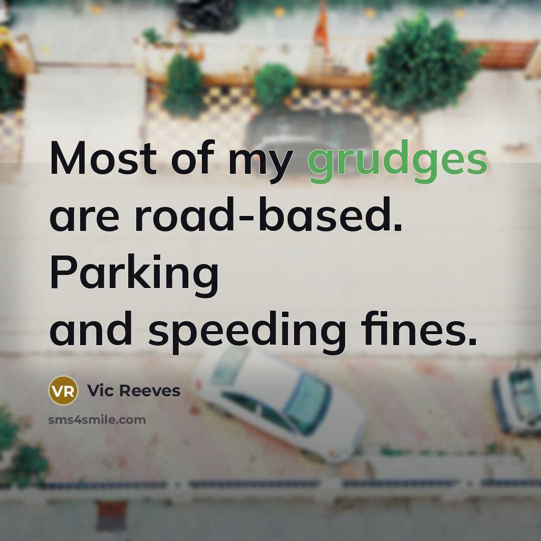 “Most of my grudges are road-based. Parking and speeding fines.” quote by Vic Reeves