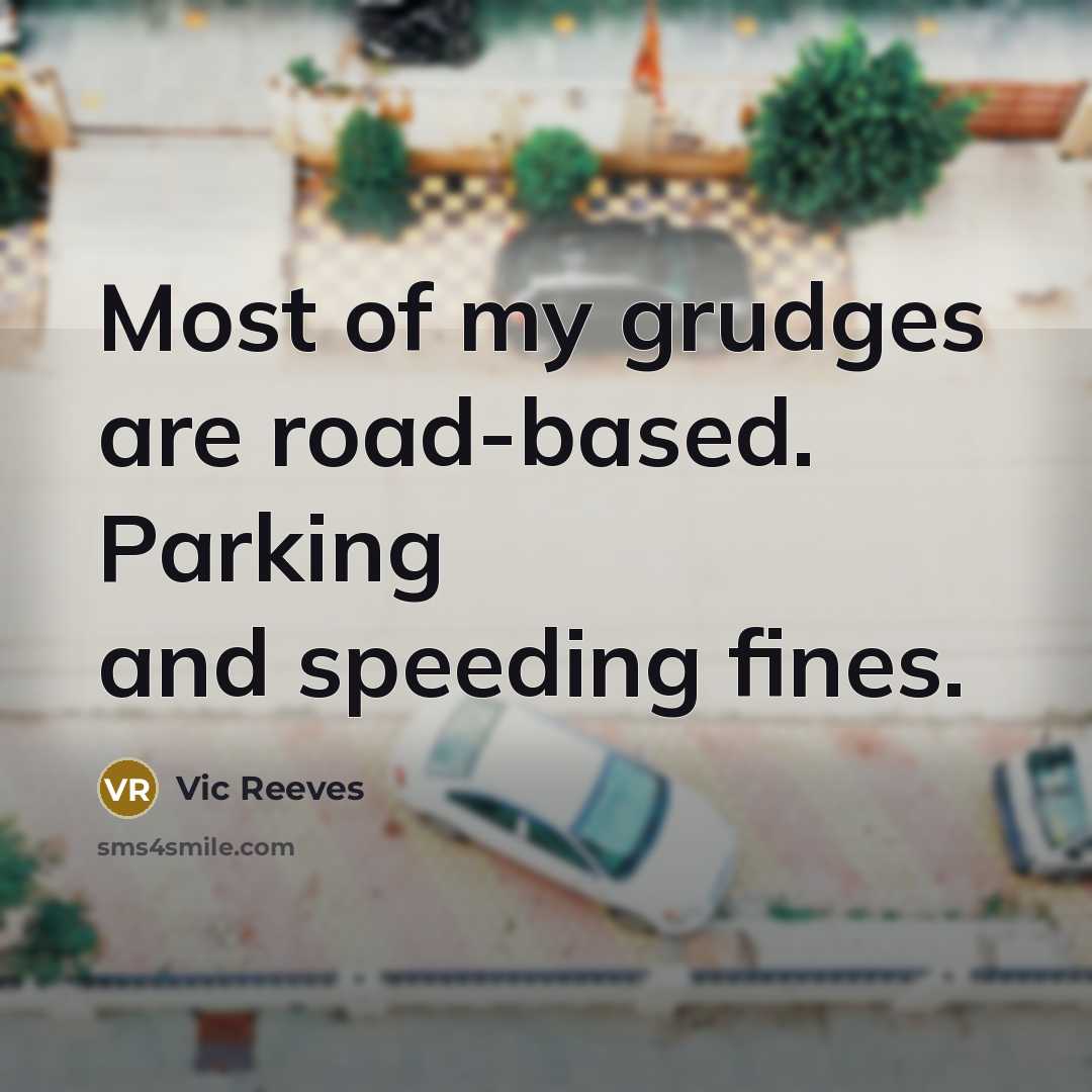 “Most of my grudges are road-based. Parking and speeding fines.…” quote by Vic Reeves