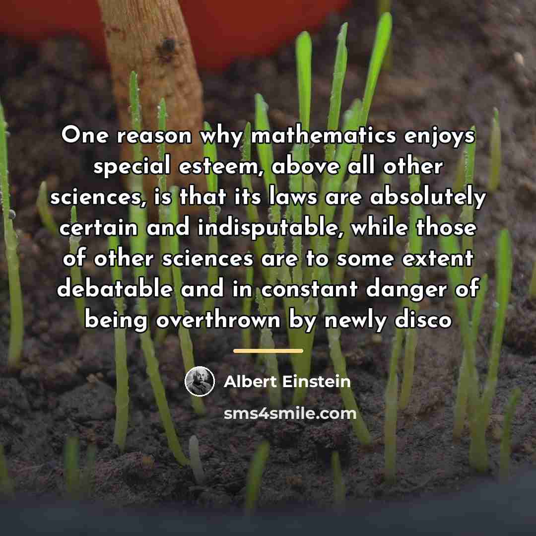 “One reason why mathematics enjoys special esteem, above all other…” quote by Albert Einstein
