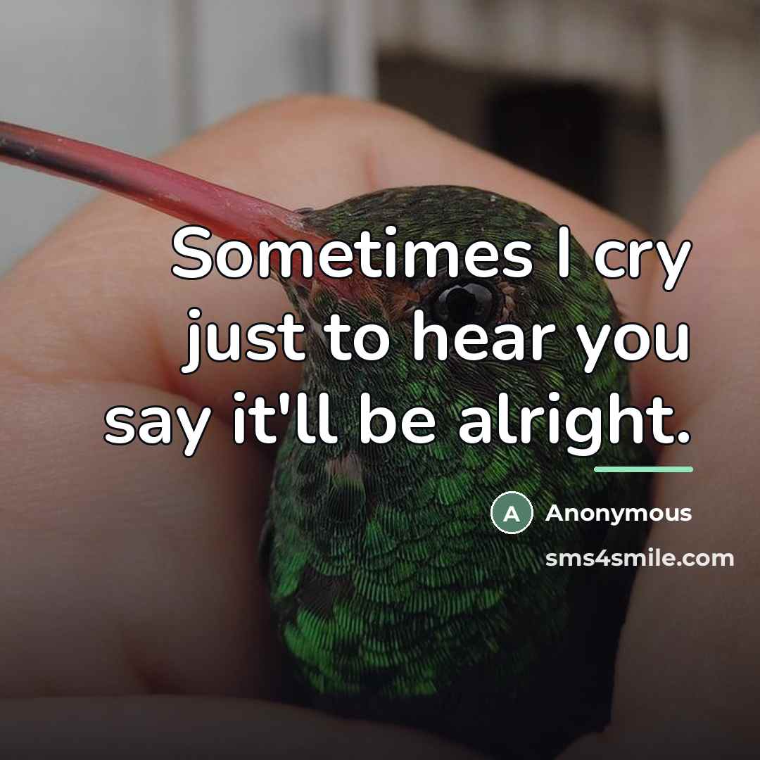 “Sometimes I cry just to hear you say it'll be…” quote by Anonymous