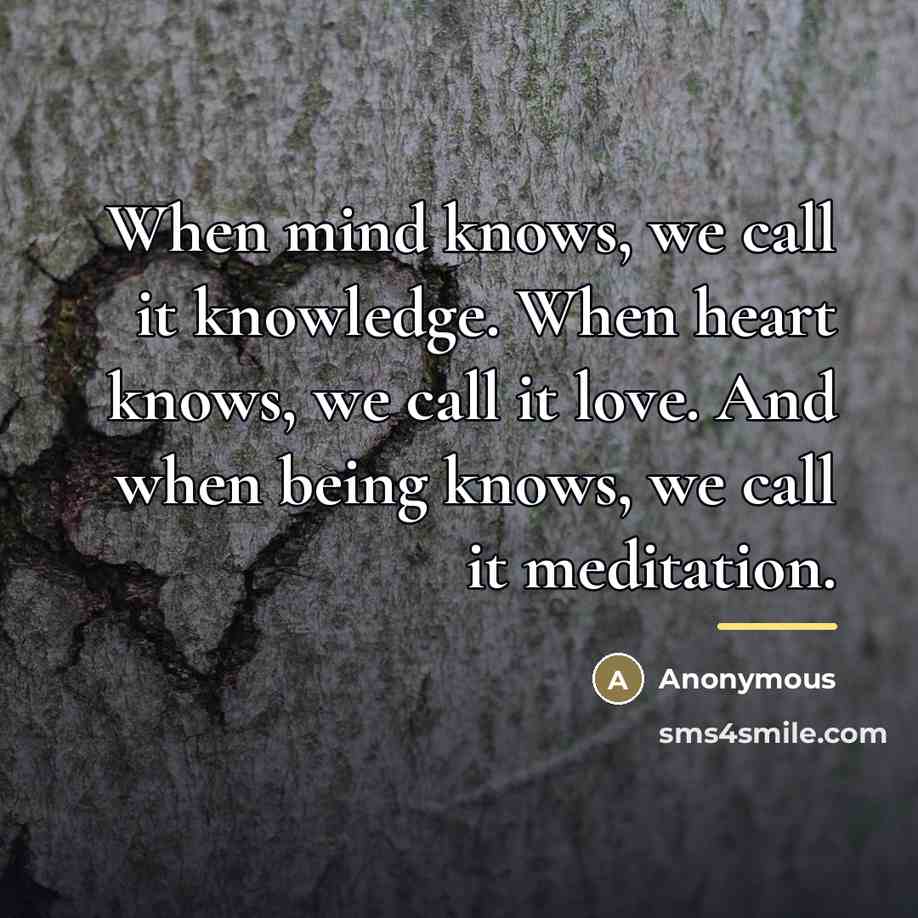 “When mind knows, we call it knowledge. When heart knows,…” quote by Anonymous